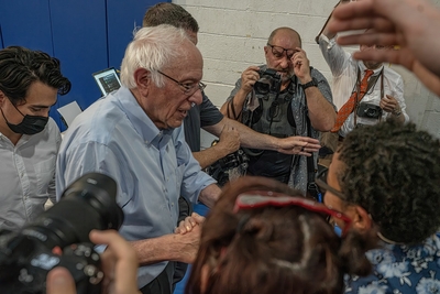 Sen. Bernie Sanders with supporters on May 2, 2023 at a rally to raise minimum wage held in Nashville, Tenn. (Photo: John Partipilo)