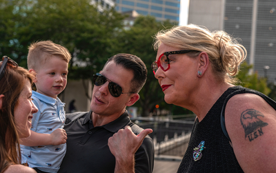 Metro Councilmember-elect Olivia Hill visits with constituents on Sept. 24 at the swearing in of fellow Councilmember Delishia Porterfield. (Photo: John Partipilo)